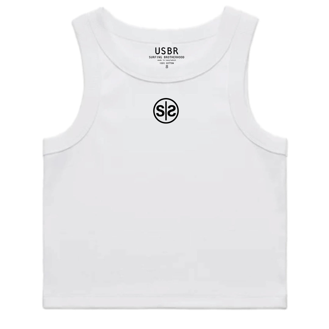 Rib Tank Crop - White