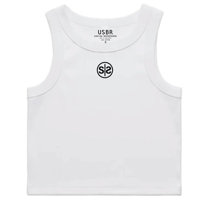 Rib Tank Crop - White