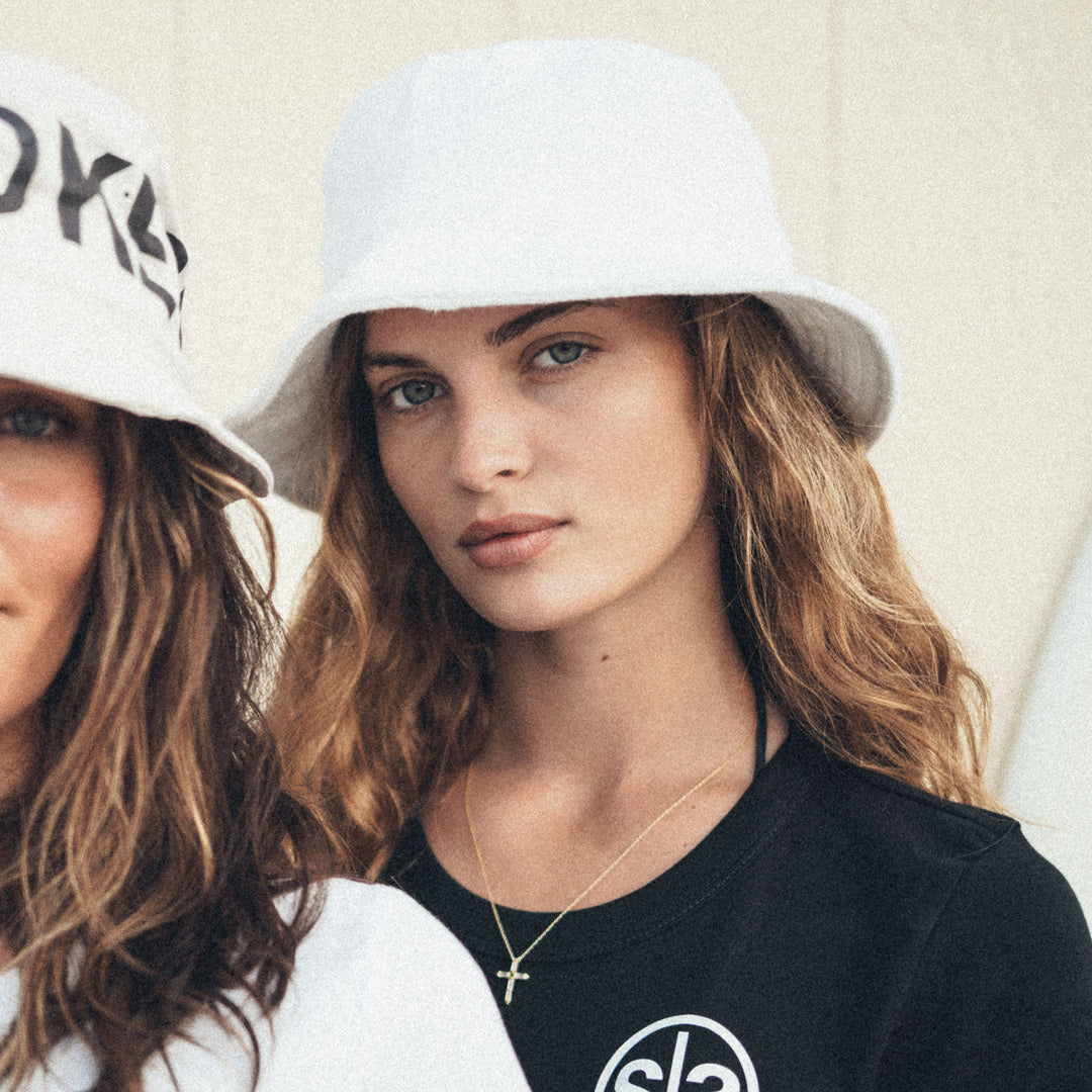 Terry Cloth Bucket Hat - White